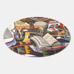 Horse Pipe Red Flower by Joan Miro Oval Sticker