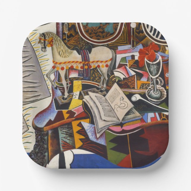 Horse Pipe Red Flower by Joan Miro Paper Plates (Front)