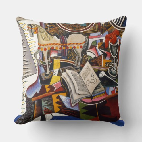 Horse Pipe Red Flower by Joan Miro Throw Pillow
