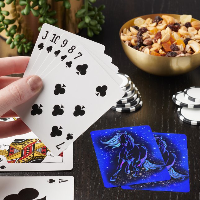 Horse Playing Cards Running In Blue Moonlight (In Situ)