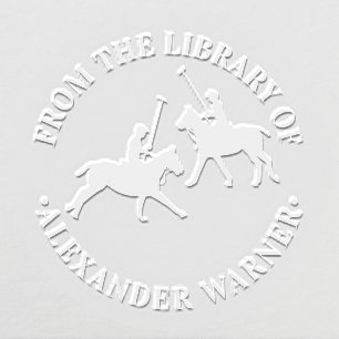 Horse Polo Players Polo Match “Library of” Book Embosser
