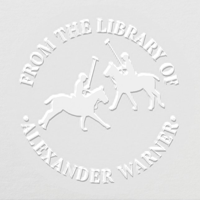 Horse Polo Players Polo Match “Library of” Book Embosser (Design)