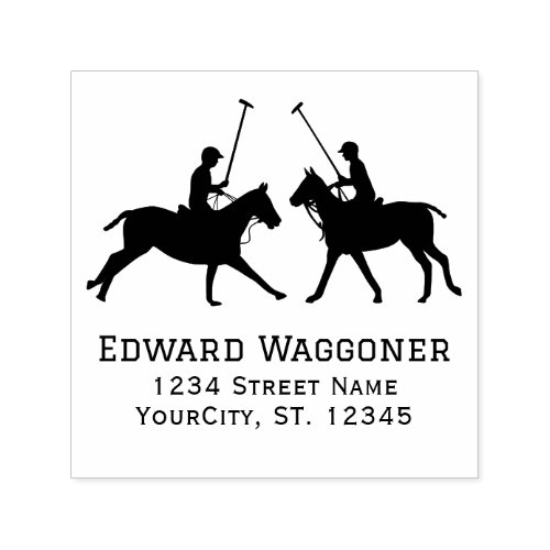 Horse Polo Players Polo Match Name Return Address Self_inking Stamp