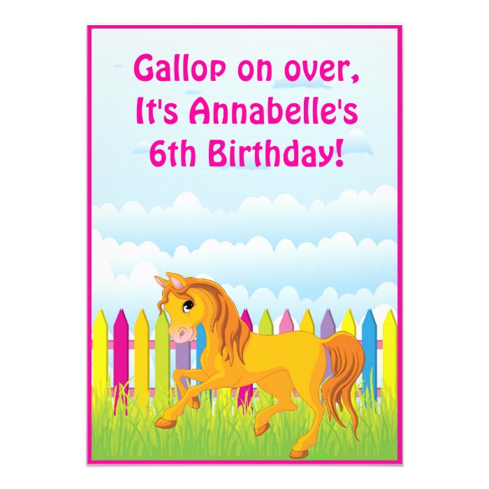 Horse Pony Girl Birthday Party Invitation