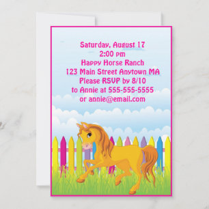 Horse Pony Girl Birthday Party Invitation