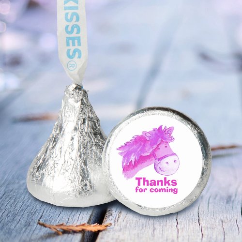Horse pony riding thank you party pink purple hersheys kisses