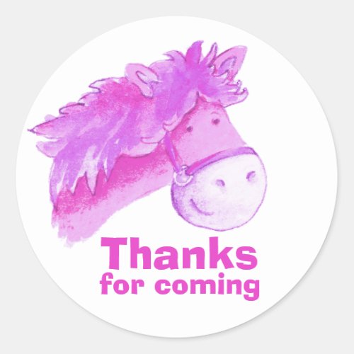 Horse  pony riding thank you party sticker