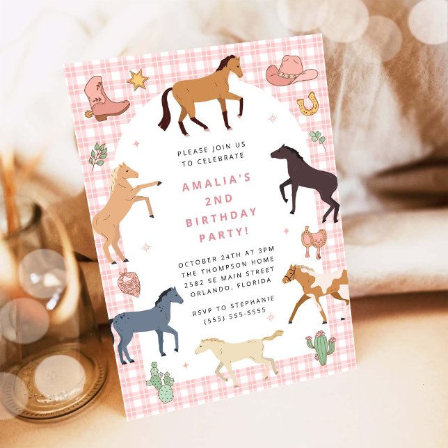 Horse Pony Saddle Up Cowgirl Girl Birthday  Invitation (Creator Uploaded)