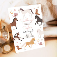 Horse Pony Saddle Up Cowgirl Girl Birthday Invitation