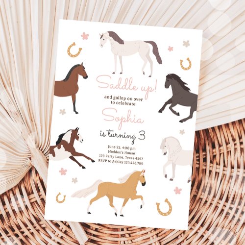 Horse Pony Saddle Up Cowgirl Girl Birthday Invitation