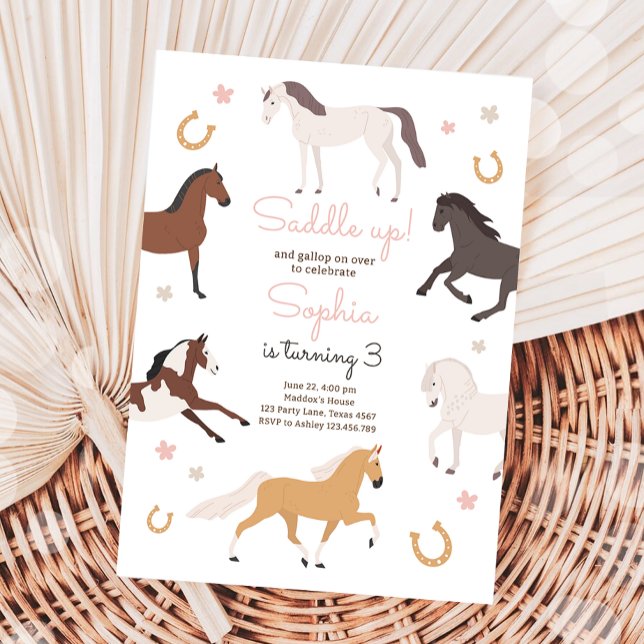 Horse Pony Saddle Up Cowgirl Girl Birthday Invitation (Creator Uploaded)
