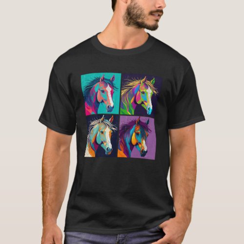 Horse Pop Art Design Illustration Colorful Animal  T_Shirt