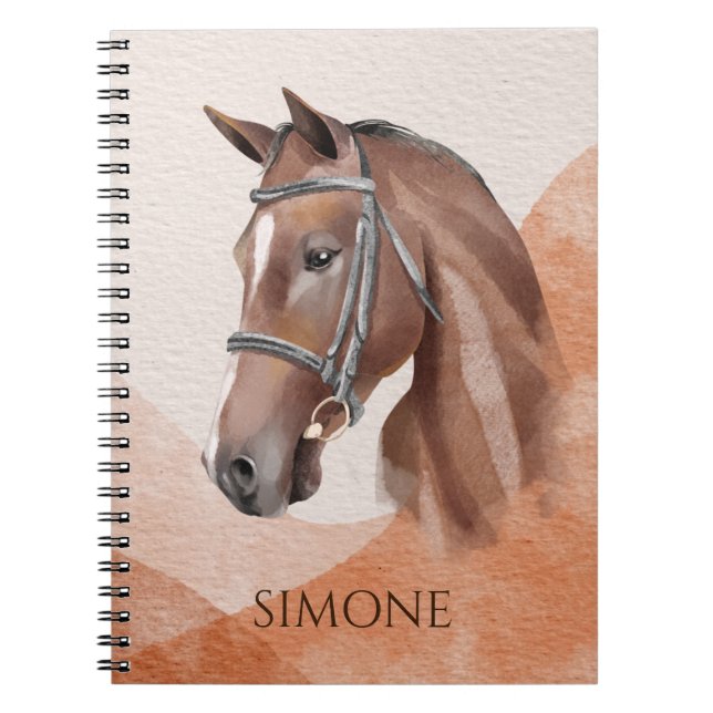 Horse portrait cowgirl equestrian personalized nam notebook (Front)