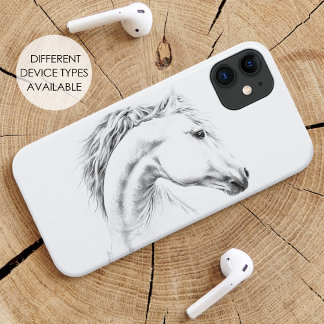Horse Portrait Drawing Equestrian Animal Art iPhone 11 Case