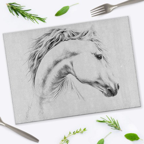 Horse portrait Drawing Equestrian art Elegant Cutting Board