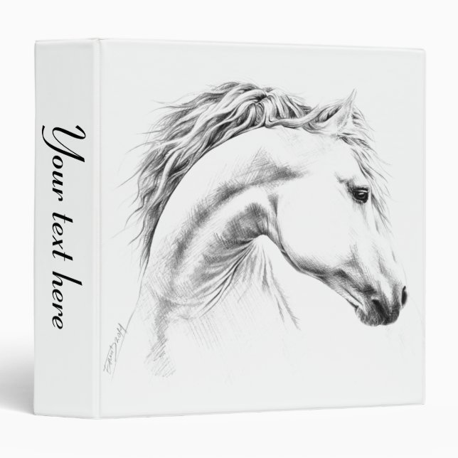 Horse portrait drawing Equestrian art Your text Binder (Front/Spine)