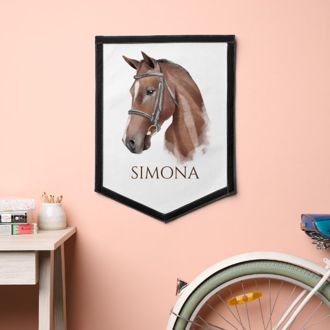 Horse portrait equestrian personalized name pennant (Insitu 2)