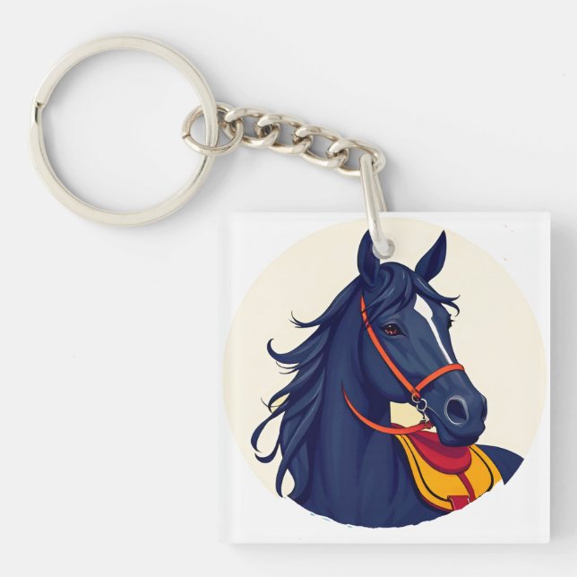 🖤 Horse Portrait Gift For Equestrian Style 🖤 Keychain (Front)