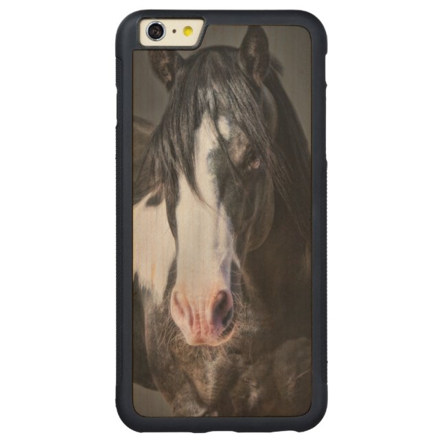 Horse Portrait II Carved Wood iPhone Case (Back)