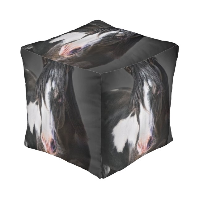 Horse Portrait II Pouf (Angled Front)