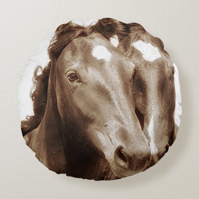 Horse Portrait III Round Pillow (Front)