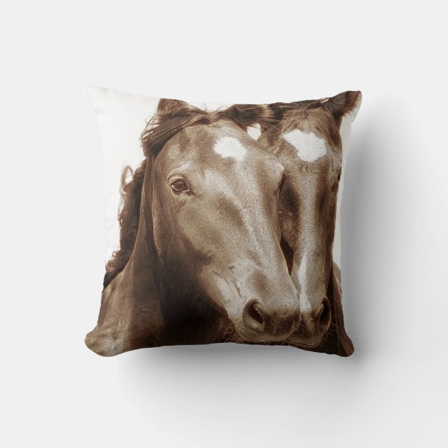 Horse Portrait III Throw Pillow (Front)
