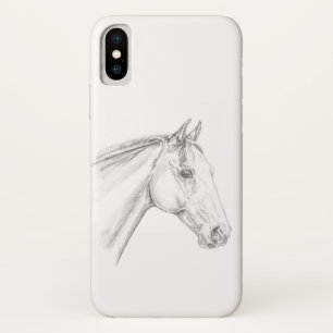 Horse Portrait in Pencil iPhone X Case