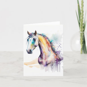 Horse Portrait in Watercolors & Pen Holiday Card