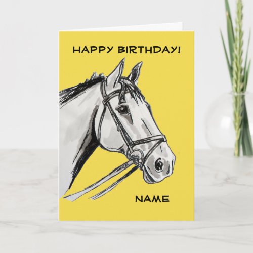 Horse Portrait Ink Pen Birthday Card