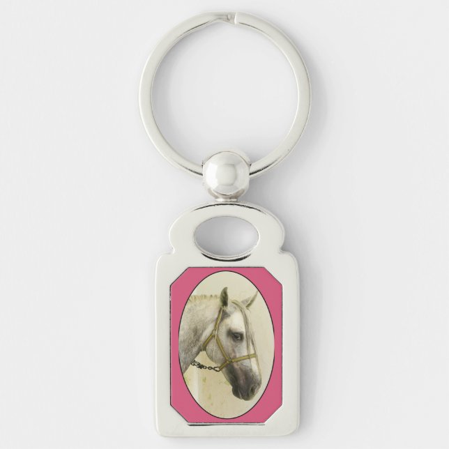 Horse Portrait of a Dapple Gray Andalusian Keychain (Front)