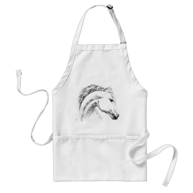 Horse portrait pencil drawing Equestrian art Adult Apron (Front)