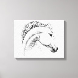 Horse portrait pencil drawing Equestrian art Canvas Print