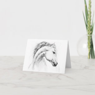 Horse portrait pencil drawing Equestrian art Card