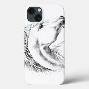 Horse portrait pencil drawing Equestrian art iPhone 13 Case