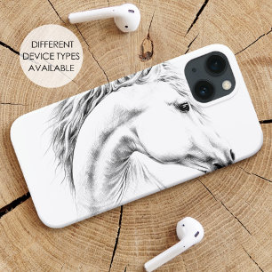 Horse portrait pencil drawing Equestrian art iPhone 13 Case