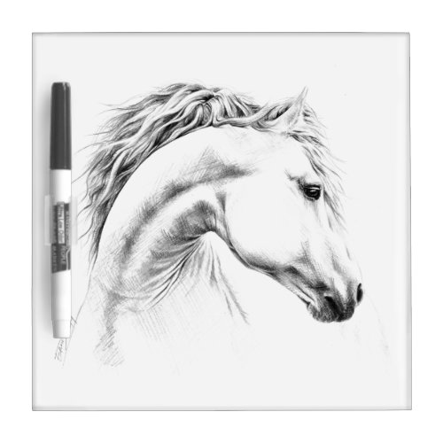 Horse portrait pencil drawing Equestrian art Dry_Erase Board