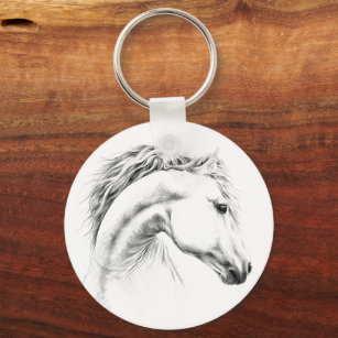 French Link Key Chain - 2 Horse Charms