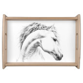 Horse portrait pencil drawing Equestrian art Serving Tray (Front)