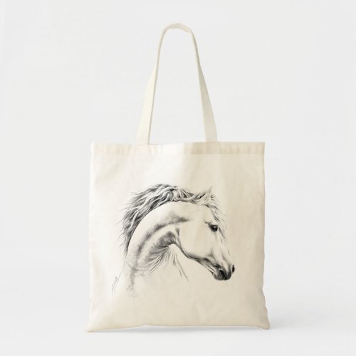 Horse portrait pencil drawing Equestrian art Tote Bag