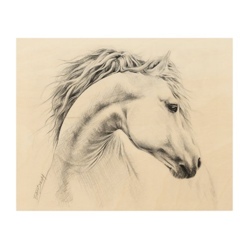 Horse portrait Pencil drawing Equestrian Wood Wall Decor