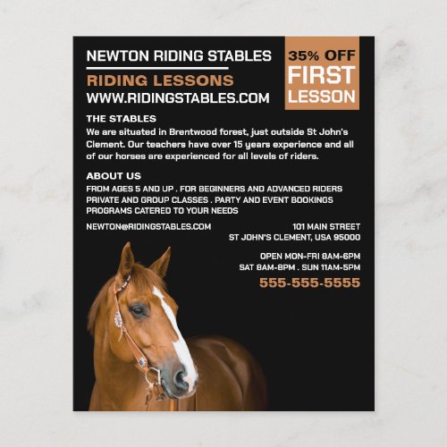 Horse Portrait Riding Instructor Academy Flyer