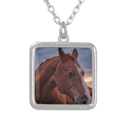 Horse Portrait Silver Plated Necklace