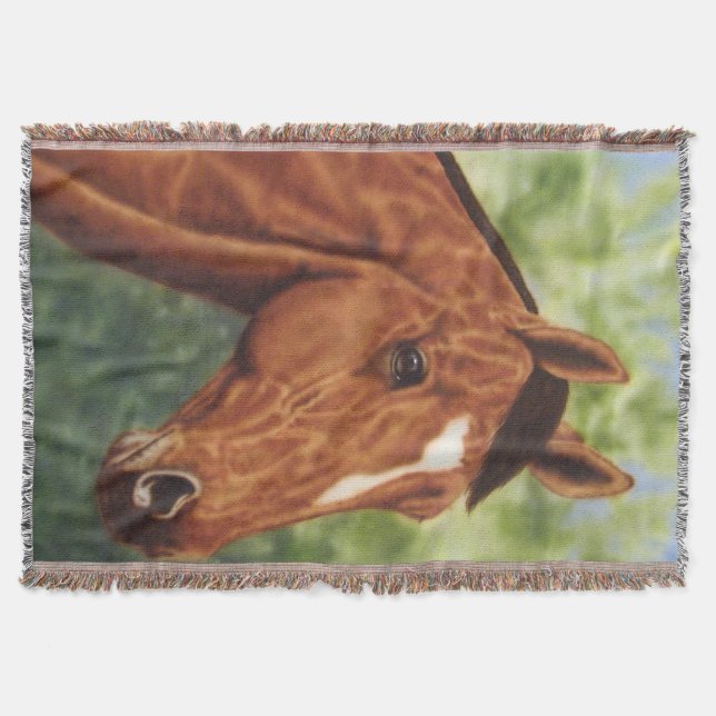 Horse Portrait Throw Blanket (Front)