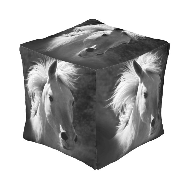 Horse Portrait V Pouf (Angled Front)
