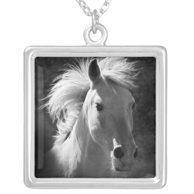 Horse Portrait V Silver Plated Necklace (Front)