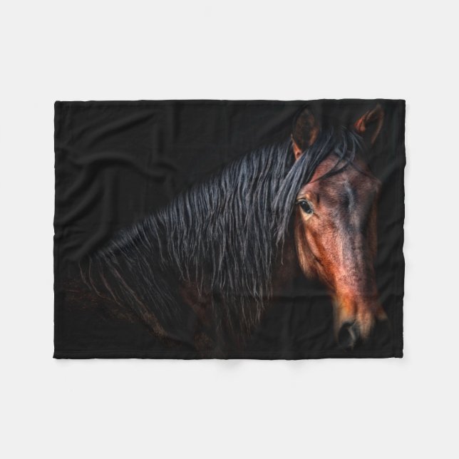 Horse Portrait VII Fleece Blanket (Front (Horizontal))