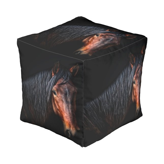 Horse Portrait VII Pouf (Angled Front)