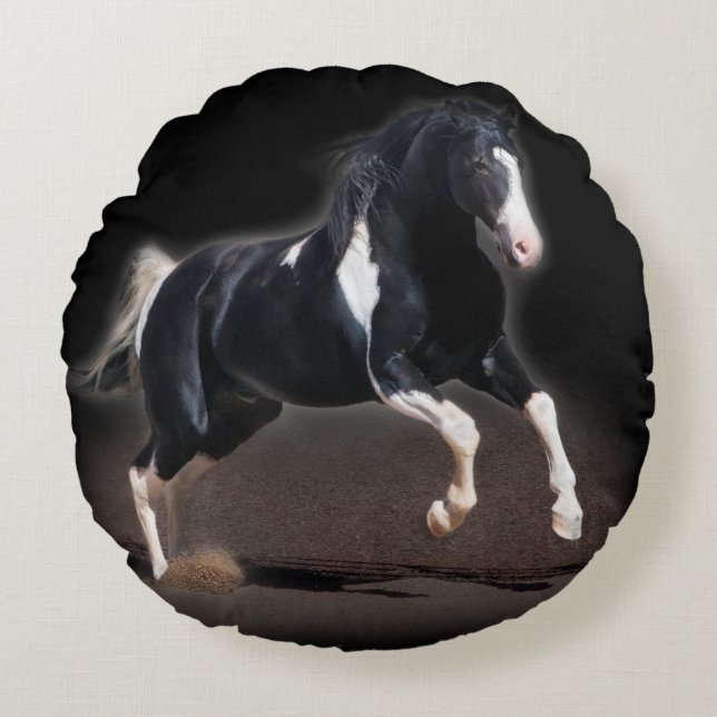 Horse Portrait VIII Round Pillow (Front)