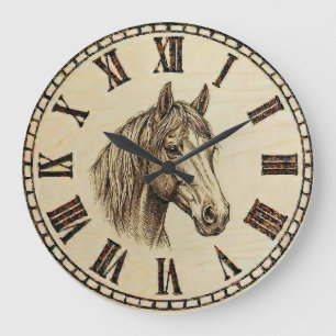 Horse Portrait Wall Clock - Rustic Elegance