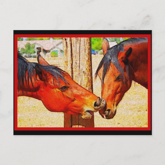 Horse Postcard - The Afternoon Kiss (Front)